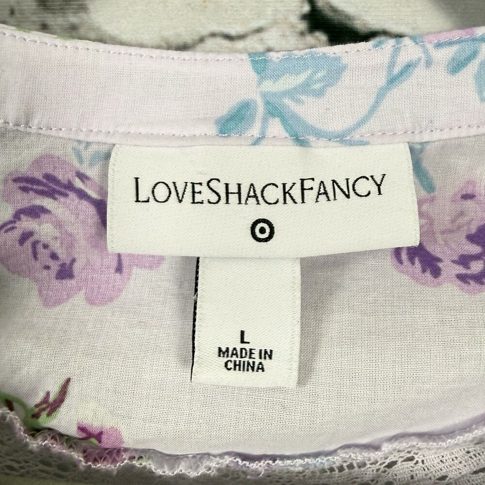 LoveShackFancy Target Floral Ruffle Mini Dress Lavender Pink Coquette Women L - Picture 8 of 13